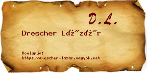 Drescher Lázár névjegykártya